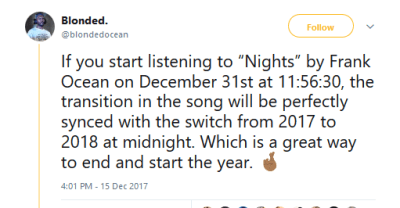Twitter is calculating the exact moment to play your favorite song to start 2018 off right