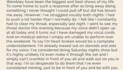 Adele Posts Heartfelt Note To Fans About Her Damaged Vocal Cords