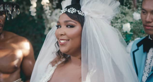 Lizzo slips into a plunging white wedding dress as she teases new music  video 2 B Loved