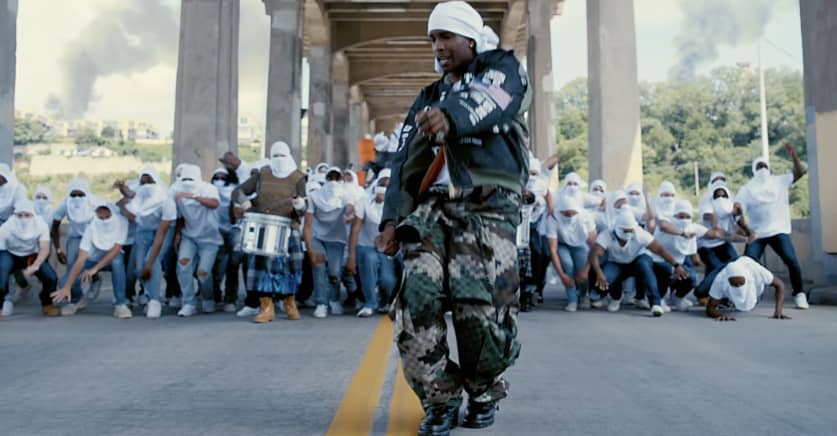 #A$AP Rocky drives tank, leads march in “RIOT (Rowdy Pipe’n)” music video