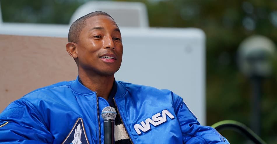Pharrell Talks BBC x Yankee Collection At Yankees-Mets Subway