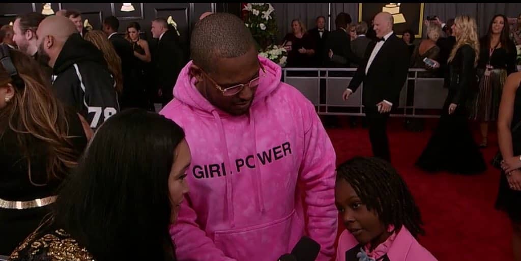 Schoolboy Q Girl Power Sweatshirt Grammys 2017 - Schoolboy Q and Daughter  Wear Pink at Grammys 2017