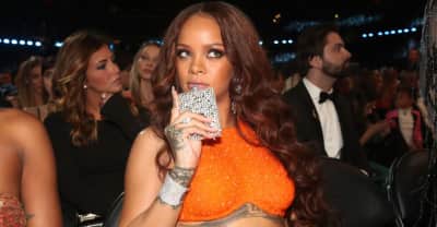 Rihanna Had A Sparkly Flask At The Grammys And It Could Not Have Been More Iconic