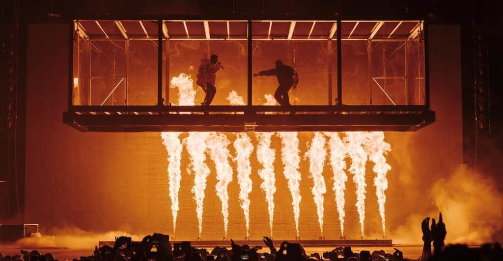 Watch highlights of Kanye West and Kid Cudi’s Camp Flog Gnaw set The