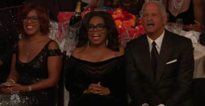 Whoever seated Oprah directly in front of the stage at the Golden Globes is a genius