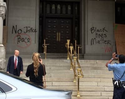 Trump International Hotel In Washington D.C. Hit With Graffiti 