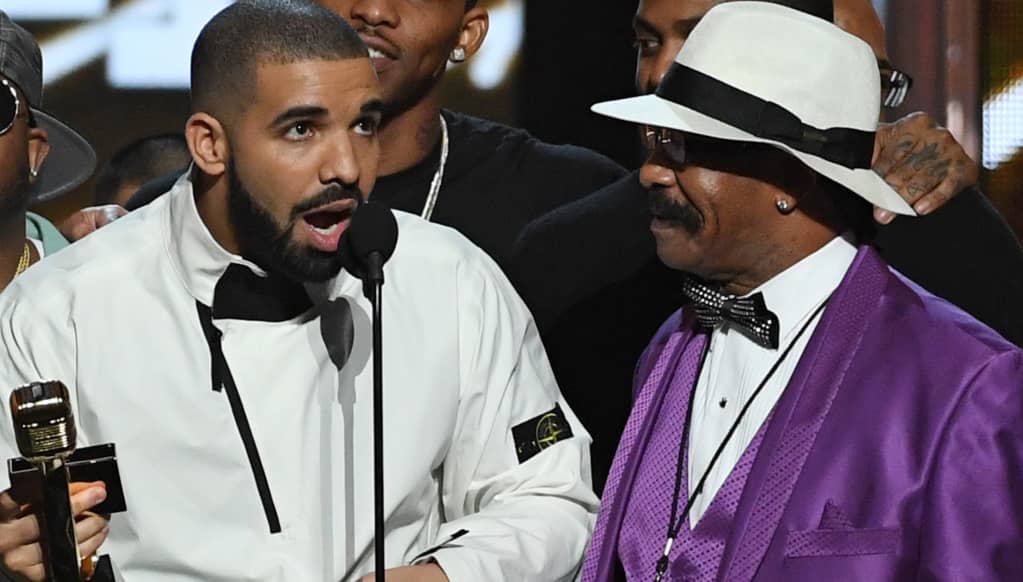 Drake plays up the absentee father schtick to sell records, according to his father