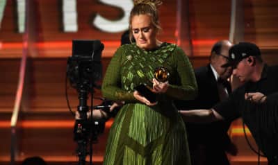 Watch Adele Tearfully Accept Her Album Of The Year Grammy And Tell Beyoncé “You Are Our Light”