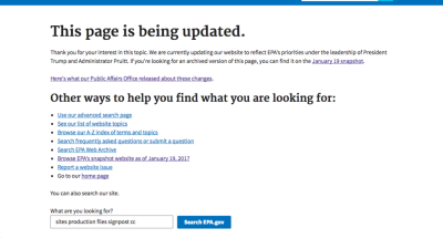 The EPA Has Scrubbed The Climate Change Section On Their Website