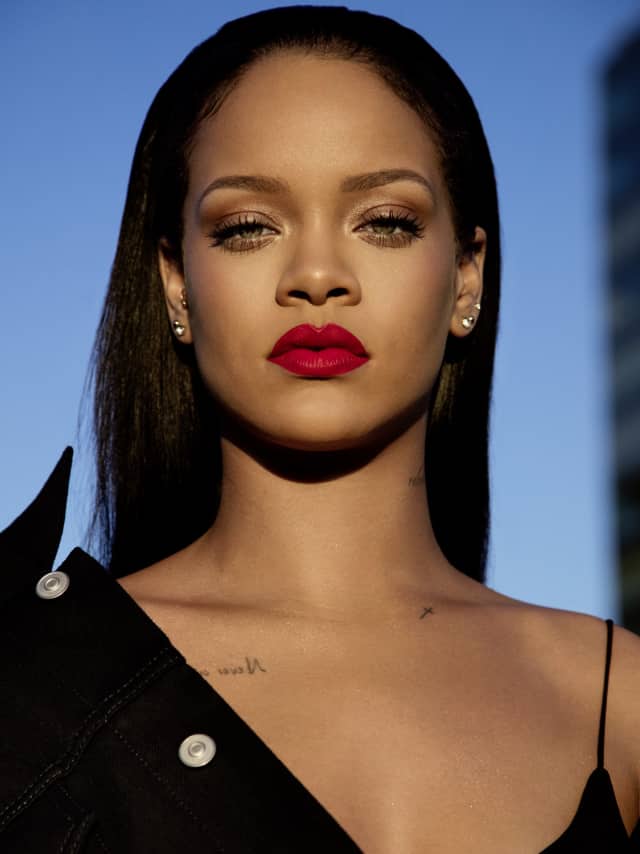 Rihanna wows as she pouts up a storm in scarlet lipstick for Fenty Beauty ad