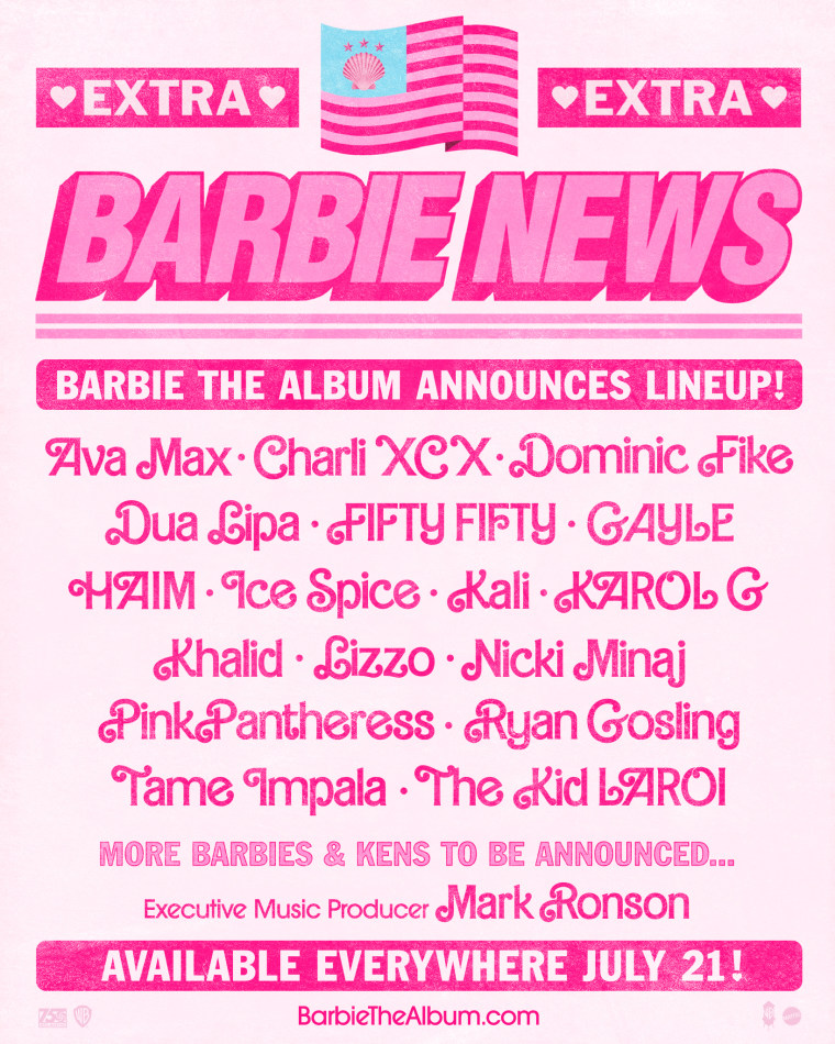 <i>Barbie</i> soundtrack tracklist: New music from Nicki Minaj, Tame Impala, PinkPantheress, Ice Spice, and more