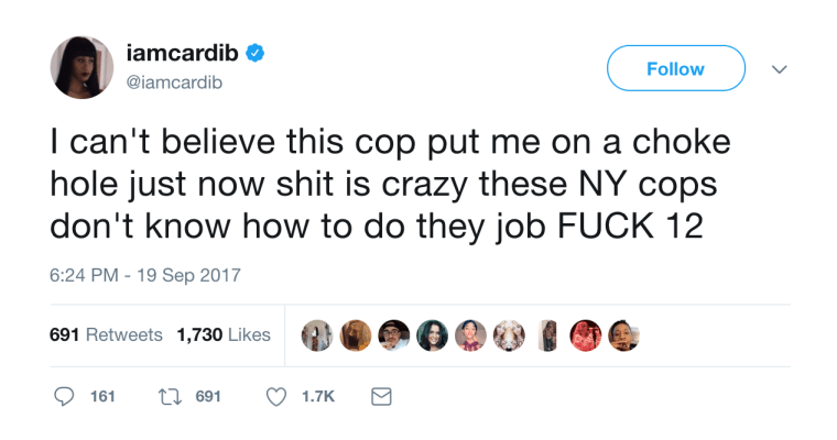 Cardi B Says Cops Put Her In A Chokehold 