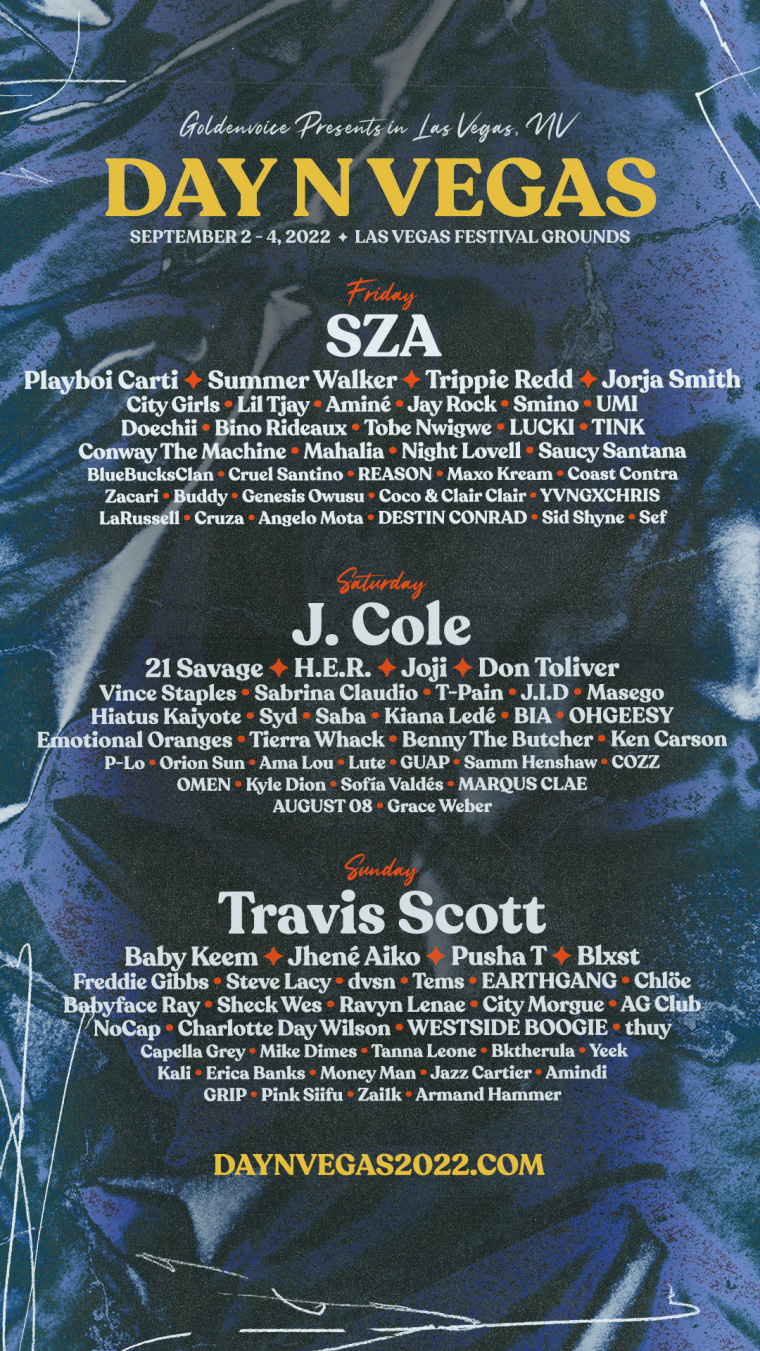 SZA, J. Cole和Travis Scott宣布参加2022年的Day N Vegas Fest