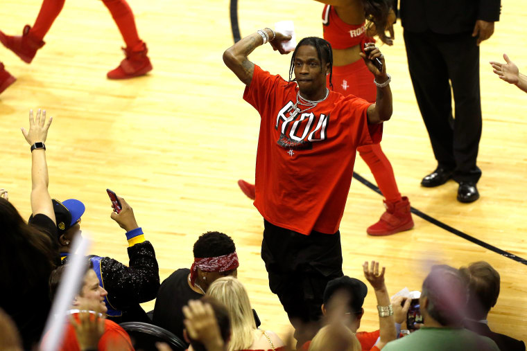 Travis Scott honors Santa Fe High School seniors at Houston Rockets game