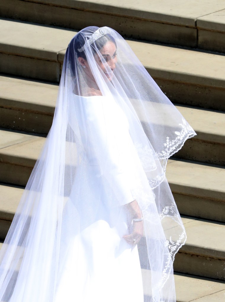 Meghan Markle wears a dress by Givenchy during Royal wedding