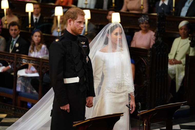 Meghan Markle wears a dress by Givenchy during Royal wedding