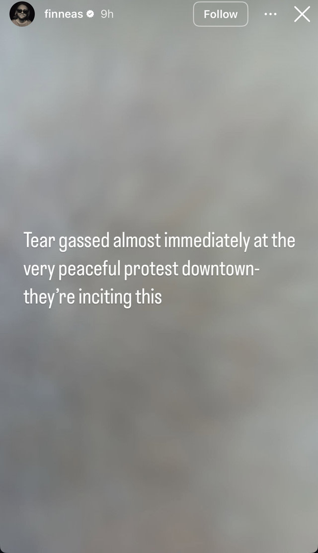 Finneas describes being tear-gassed at Los Angeles ICE protest