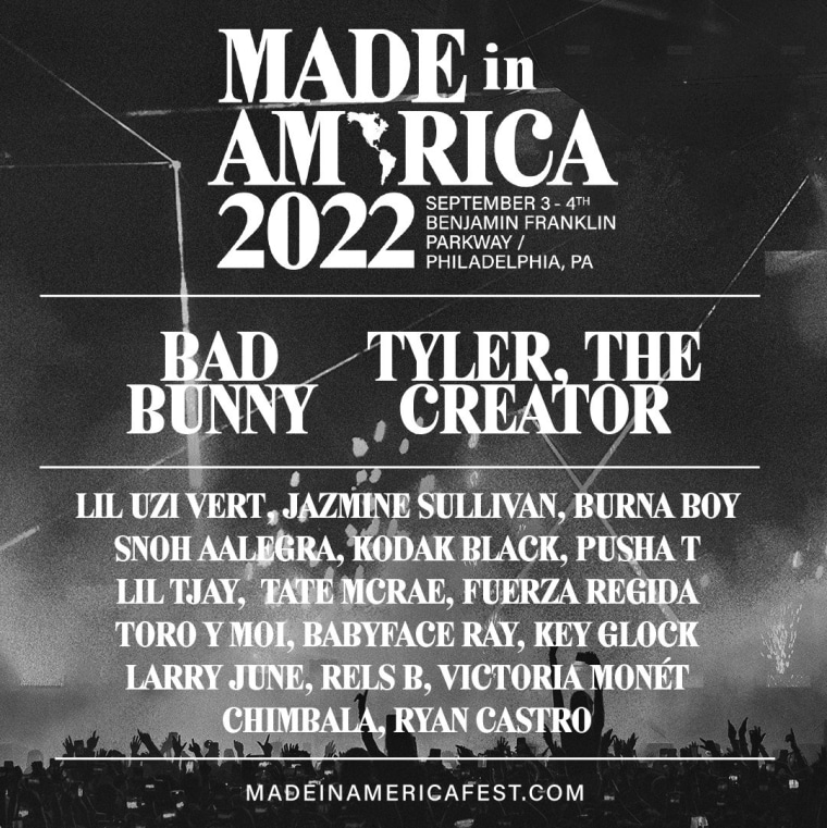 Bad Bunny and Tyler, the Creator will headline Made In America 2022