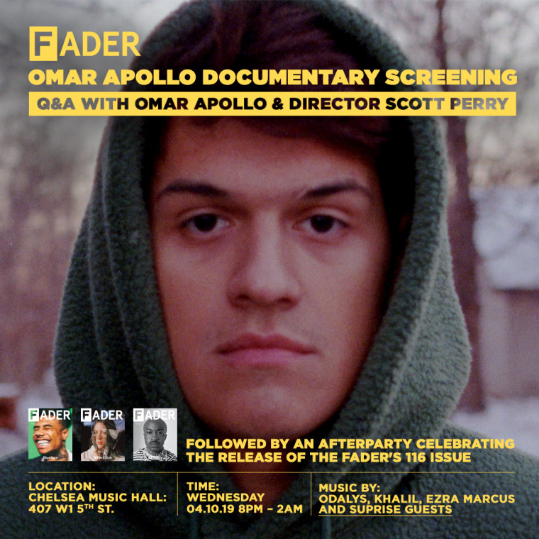 RSVP for The FADER Issue 116 launch party and Omar Apollo documentary screening