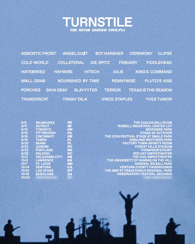 TURNSTILE is going on tour with Slayyyter, Clipse, and more