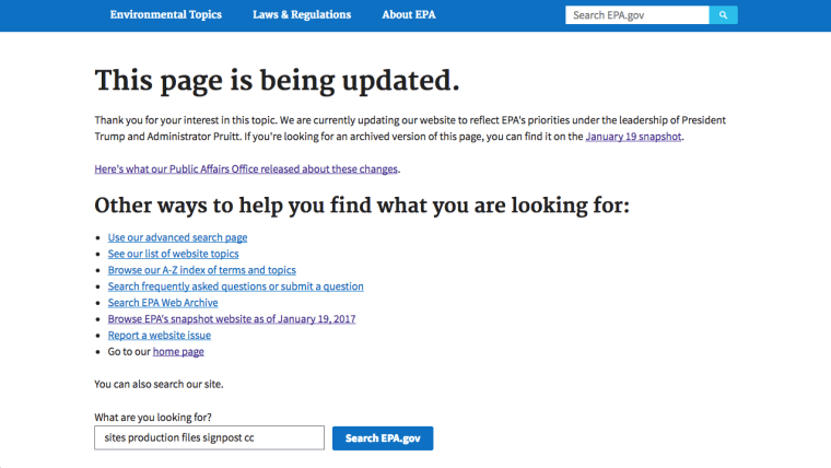 The EPA Has Scrubbed The Climate Change Section On Their Website