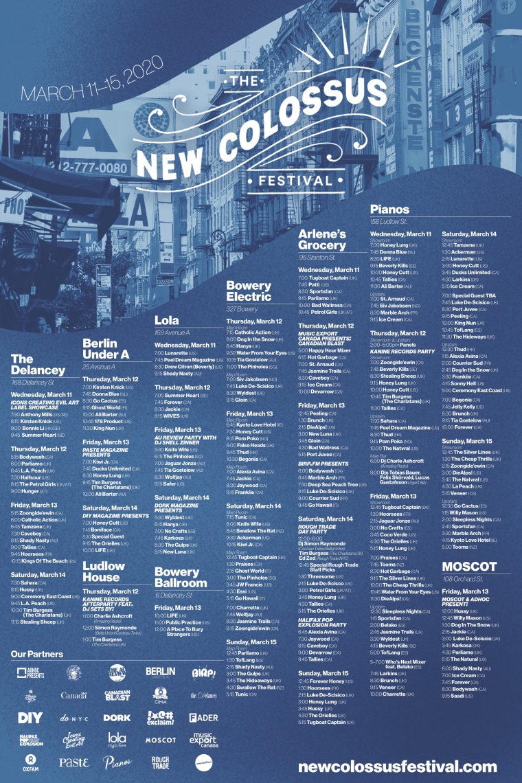 New Colossus Festival returning to New York for 2020