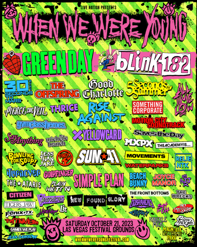 Green Day and Blink-182 to headline When We Were Young 2023