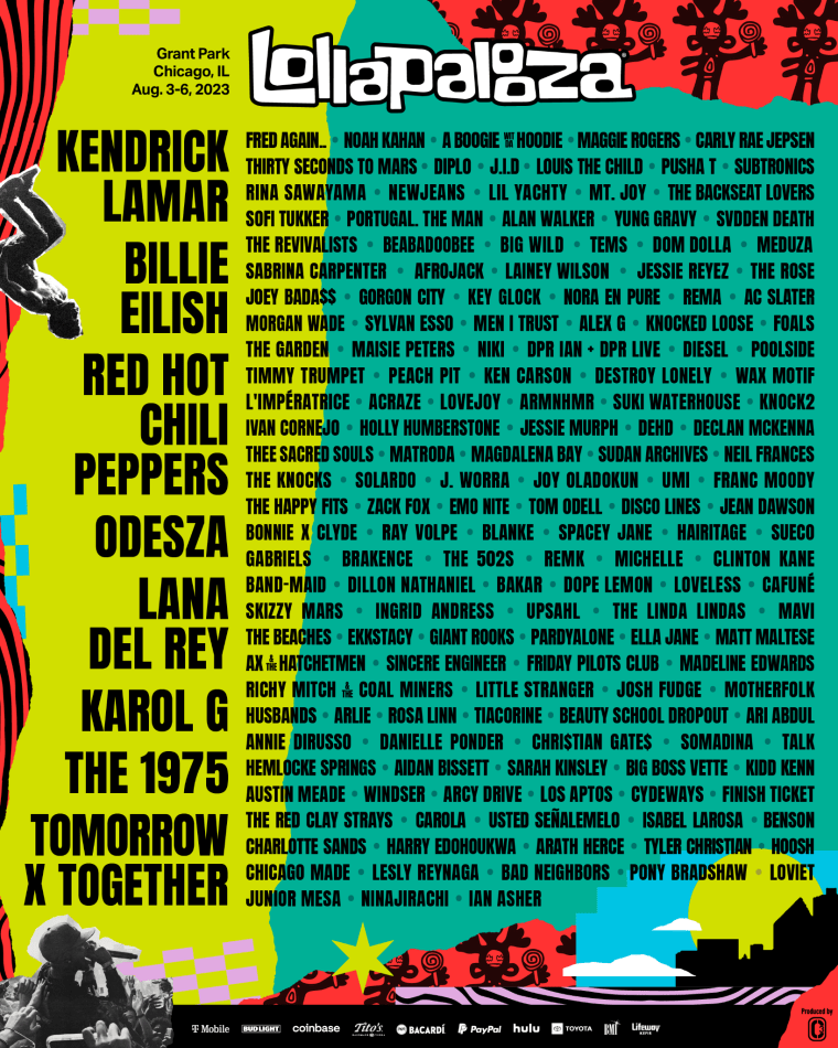 Lollapalooza 2023 line-up: Kendrick Lamar, Billie Eilish, Lana Del Rey, and more confirmed