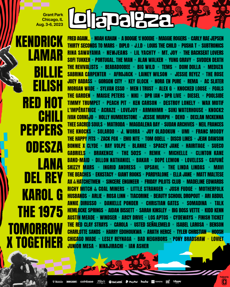 Lollapalooza 2023 line-up: Kendrick Lamar, Billie Eilish, Lana Del Rey ...