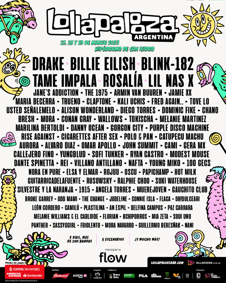 Drake, Billie Eilish, blink-182, Tame Impala, Rosalía And Lil Nas X To  Headline Lollapalooza Chile, Lollapalooza Argentina And Lollapalooza Brasil  2023 - Live Nation Entertainment