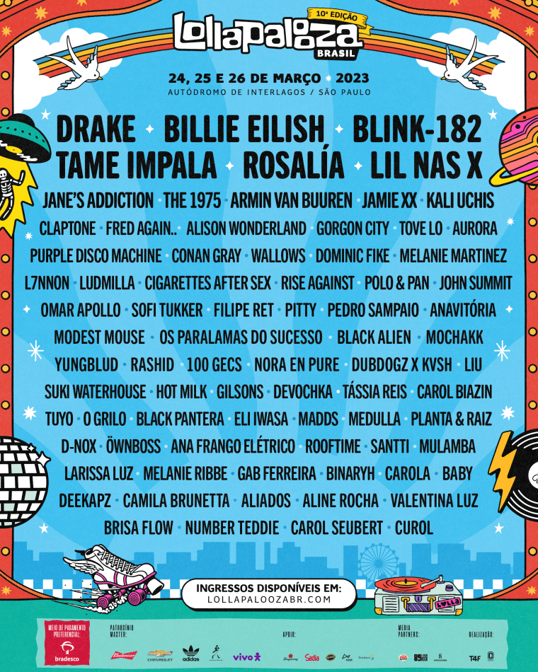 Drake, Billie Eilish, and Blink-182 to headline Lollapalooza Chile, Argentina, and Brazil