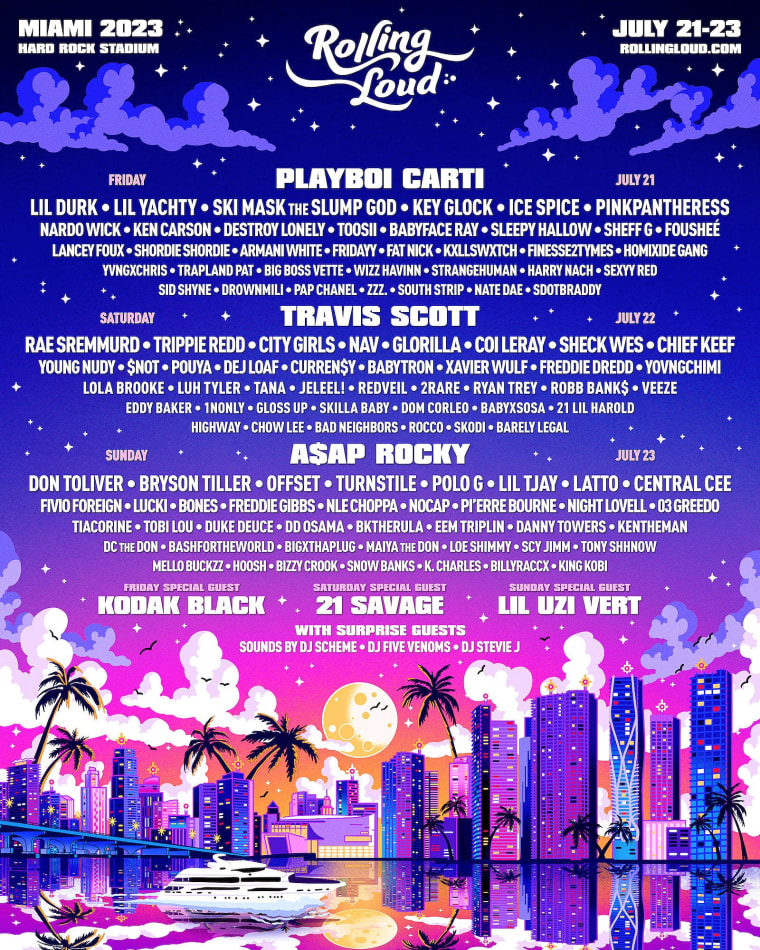 Rolling Loud Miami 2023 Lineup Playboi Carti Asap Rocky Travis Scott 