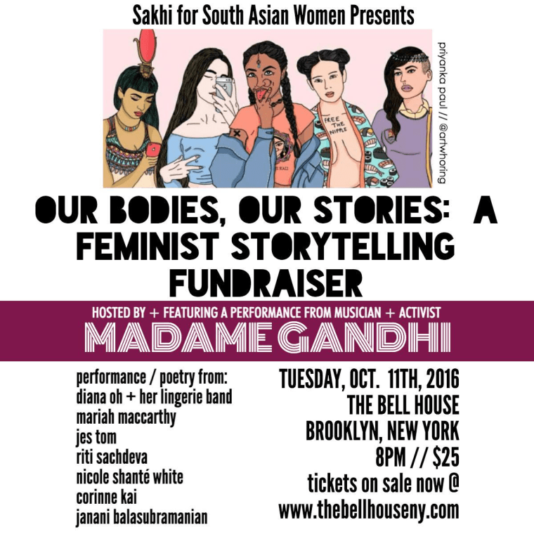Madame Gandhi Will Host Sakhi’s “Our Bodies, Our Stories” Fundraising Event In Brooklyn 