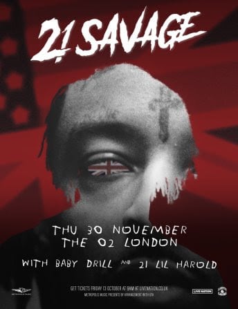 21 Savage announces first-ever U.K. show