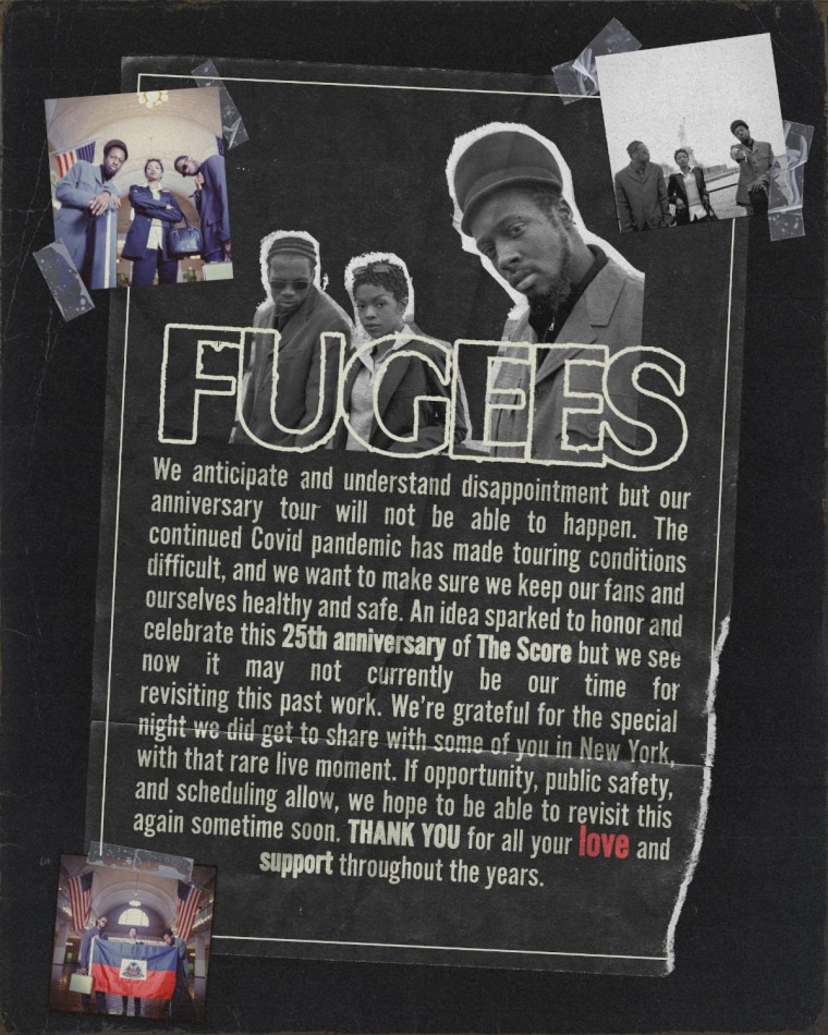 Fugees cancel <i>The Score</i> anniversary reunion tour