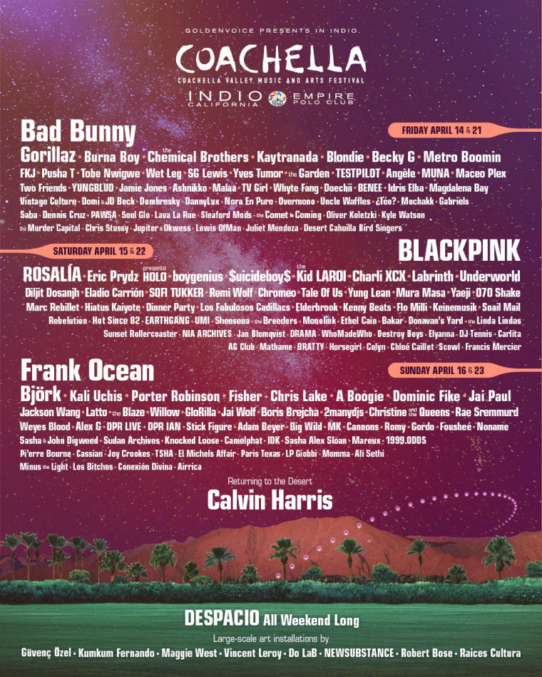 Bad Bunny, BLACKPINK, and Frank Ocean are Coachella’s 2023 headliners