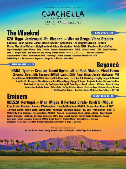 Coachella announces 2018 lineup: Beyoncé, Eminem, and The Weeknd to headline