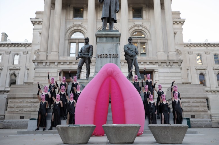 Pussy Riot holds pro-abortion protest at Indiana Supreme Court
