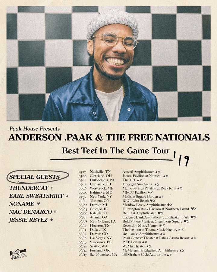 Anderson .Paak announces new album, tour with Earl Sweatshirt, Noname, Thundercat, Mac DeMarco, and more