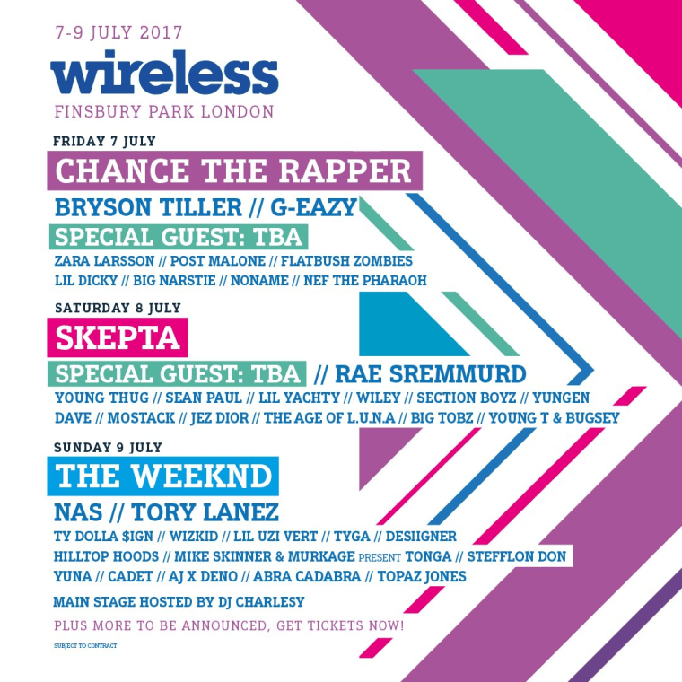 Skepta, The Weeknd, And Chance The Rapper To Headline Wireless Festival