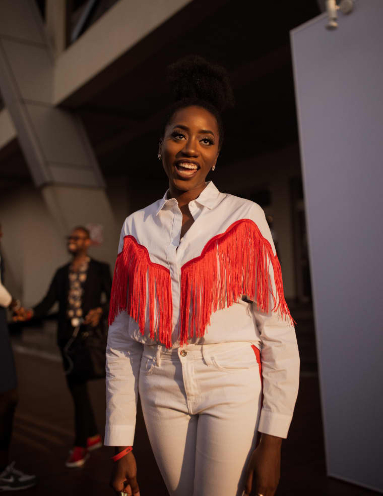 At ART X Lagos, dusk gave simple solids and bold patterns a whole new life